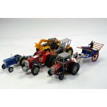 Britains 1/32 Tractor group comprising Massey Ferguson 595 and others. Looks to have some signs of