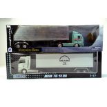 Newray 1/32 Truck issues. Mercedes and MAN. Looks to be complete, excellent and with original box/