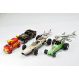 Misc Toy group comprising various. Tonka Racing Car, Minic Jeeps and others. Generally playworn.