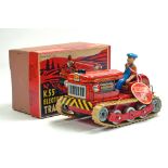 Modern Toys Japan battery operated tinplate K.55 tracked crawler Electric Tractor, 18cm, including