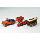 Dinky Land Rover and Trailer in Orange plus Speed of Wind Racing Car and Matchbox Steam Engine. Some