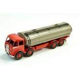 Dinky No. 504 Foden (1st Type) 14-ton Tanker with red cab, chassis and ridged hubs, silver trim