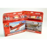 Airfix 1/72 plastic aircraft model kit duo comprising Hunting Percival and Spitfire. Ex trade stock,