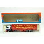 Tekno 1/50 diecast truck issue comprising Scania Curtainside in the livery of T Brady and Son.