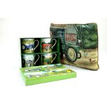 Tractor Ephemera comprising ceramic mug set plus John Deere Cushion.