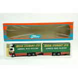 Tekno 1/50 diecast truck issue comprising DAF Curtain with Draw bar Trailer in the livery of Eddie