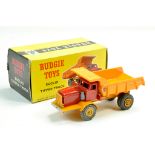 Budgie Toys No. 242 Euclid Dumper truck in red with orange dumper and chassis. Generally a great