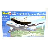 Revell 1/144 plastic aircraft model kit comprising Boeing 747 SCA and Space Shuttle Set. Ex trade