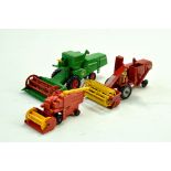 Matchbox trio of combine issues comprising Kingsize No. 9 Claas, Major Pack No. 5 Massey Ferguson