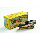 Corgi No. 107 Batboat and Trailer. Batman figure included but incomplete plus missing robin and