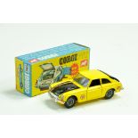 Corgi No. 345 MGC GT Competition Model. Yellow body, black boot, interior and luggage case with wire