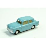 Triang Spot-On No. 213 Ford Anglia in pale blue with cream interior and chrome hubs. Generally