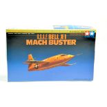 Tamiya 1/72 plastic aircraft model kit comprising USAF Bell X-1 Mach Buster. Ex trade stock, hence
