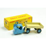Dinky No. 415 Mechanical Horse and Open Wagon with mid-blue / cream unit and blue ridged hubs.