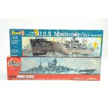 Revell and Airfix Model Kit duo comprising 1/375 USS Montrose plus 1/600 Prinz Eugen. Ex Trade Stock