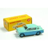 Dinky No. 166 Sunbeam Rapier in two-tone turquoise, mid-blue including blue ridged hubs. Generally