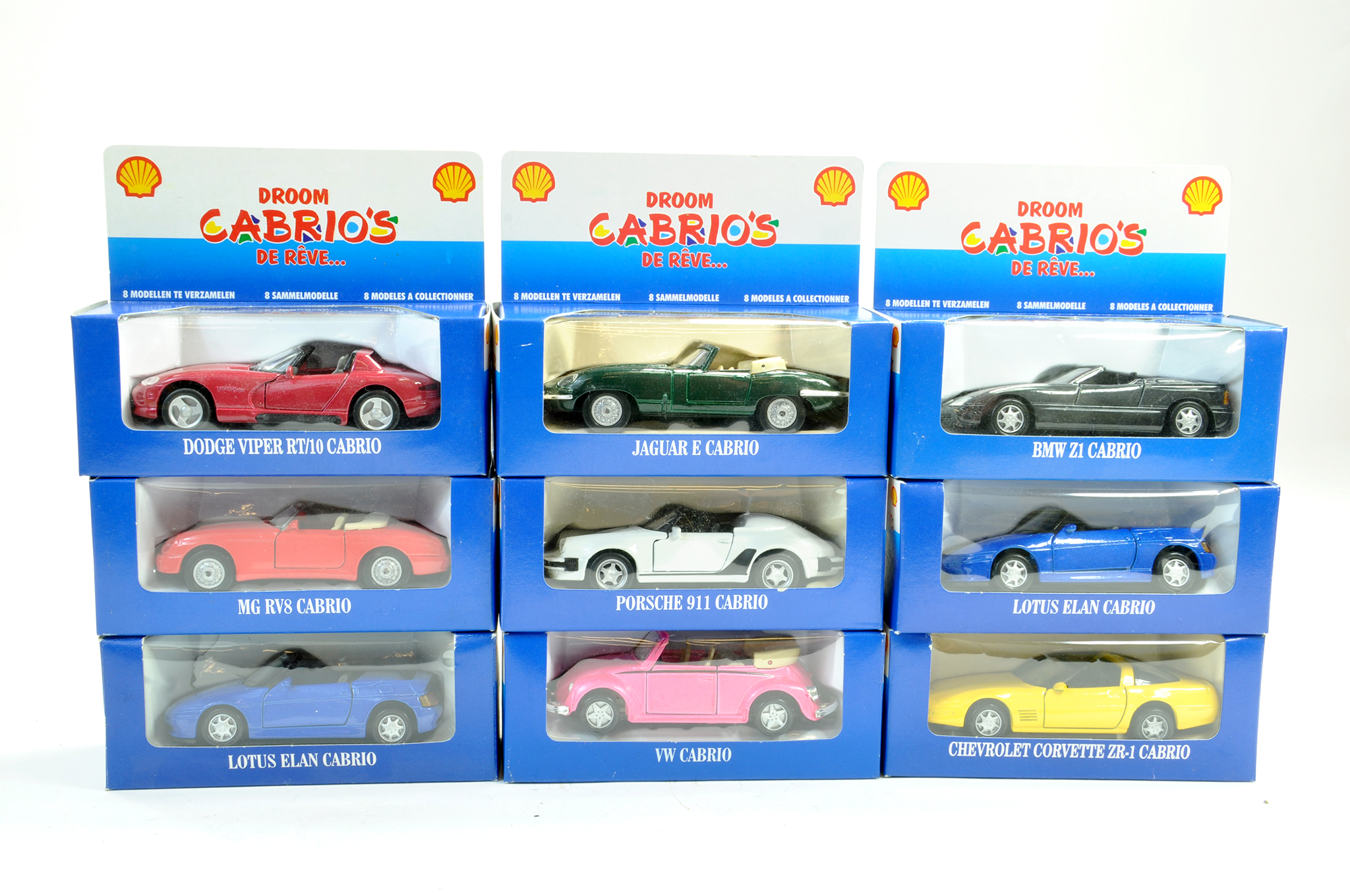 Spainish issue diecast Shell promotional car group. Excellent in very good boxes.