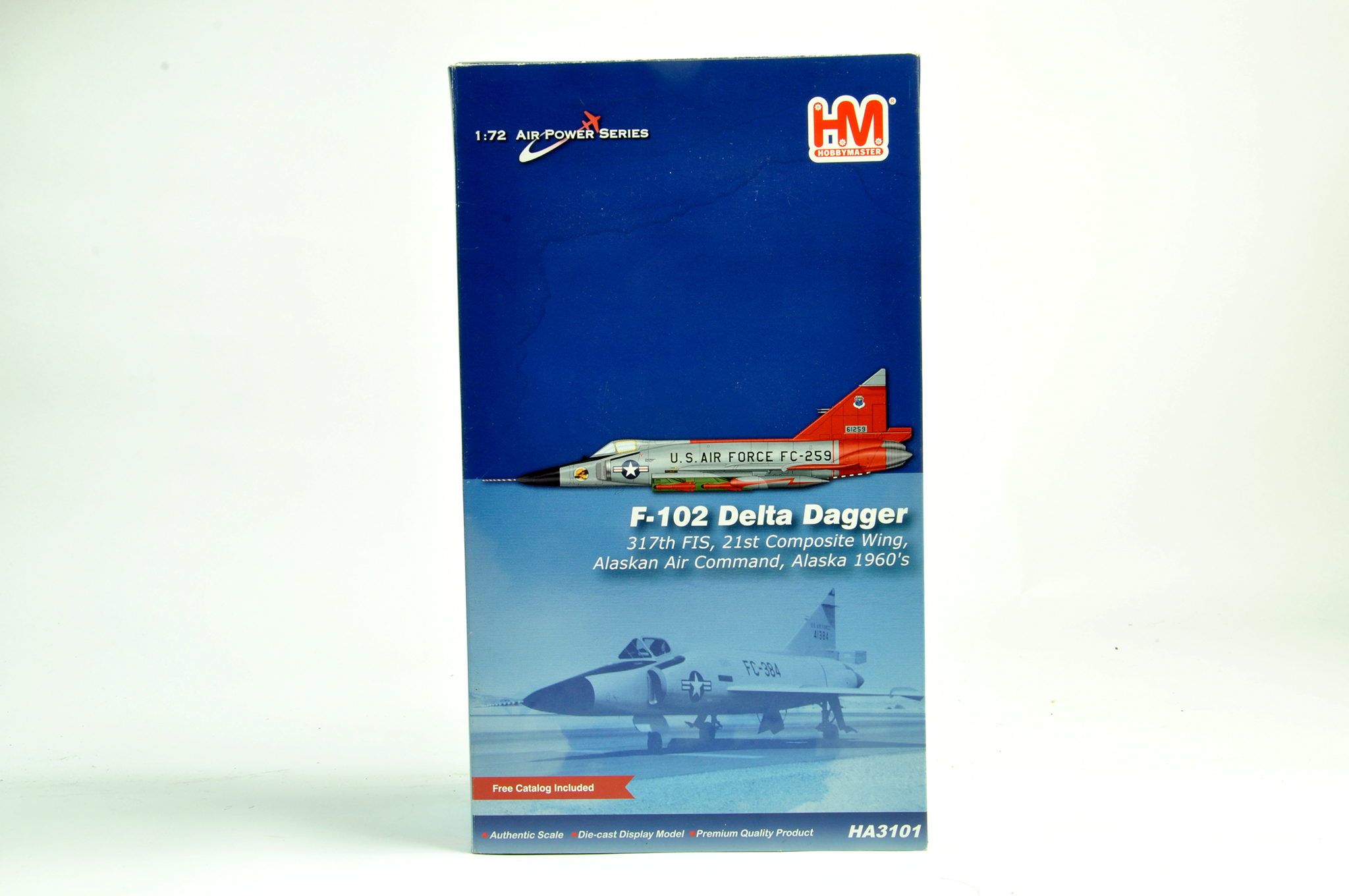 Hobby Master 1/72 diecast model aircraft F-102 Delta Dagger Alaskan Air Command. Model appears