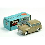 Corgi No. 206 Hillman Husky in fawn with silver trim and flat spun hubs. Generally excellent in very