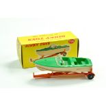 Dinky No. 796 Healey Sports Boat on Trailer in green with cream hull and orange Trailer. Generally