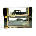 Maisto 1/18 issues comprising Citroen 15CV plus Jaguar MKII. Excellent in Boxes. Note: We are