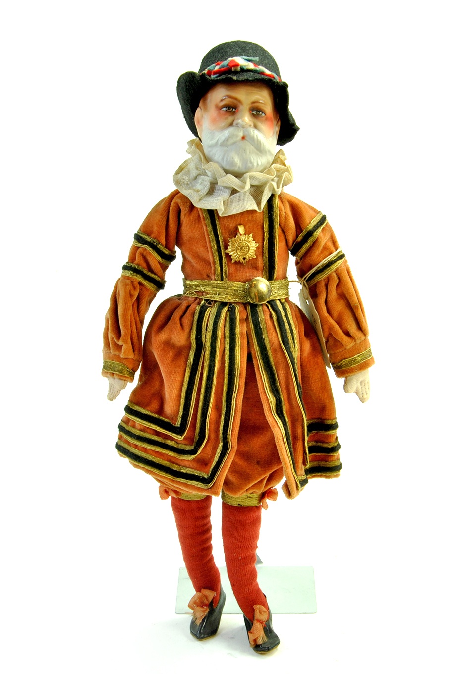 Rare Antique Beefeater doll from Germany, 12". Hand painted composition head and cloth body.