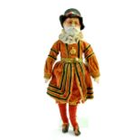 Rare Antique Beefeater doll from Germany, 12". Hand painted composition head and cloth body.