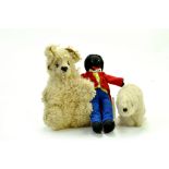 Vintage stuffed polar bear, another bear and golly doll. Generally fair to good. Note: We are