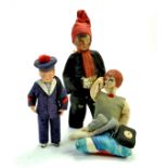 Interesting trio of vintage dolls comprising 7” Vintage French Chimney Sweep Doll (Traditional Lucky