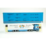 Tekno 1/50 diecast truck issue comprising Scania Topline with Box Fridge Trailer in the livery of