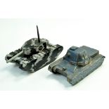 Duo of Scratchbuilt Military models comprising wooden battle tanks. Possible trench art. Note: We