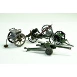 Britains and others metal soldier weapon accessories including cannon and guns. Fair to good.