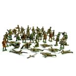 A quantity of metal soldiers, mostly britains comprising World War 1 / 2 issues. Some hard to