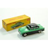 Dinky No. 165 Humber Hawk in two-tone green, black, silver trim and chrome spun hubs. Very Good to