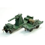 Interesting bespoke 0 Gauge Model Railway Military Gun Wagon and Barrage unit. Generally good. Note: