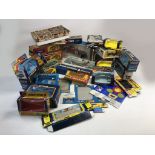 A group of empty boxes, various makers, Matchbox, Airfix, Crescent and others.