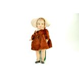 A scarce early issue, 1920's antique 15" Bisque Doll, no markings. Moulded Hair dressed in beautiful