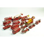 A group of older issue fire engines comprising Dinky, Corgi Matchbox etc. Generally Fair to