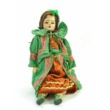 Rare 14” Early composition or papier mache / dipped waxed doll. Late 1800's / early 1900's. No