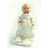 Antique German Baby Doll, 15". Markings show "Germany" plus logo of Circle with letters GA/GHA.