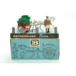 Britains No. 9503 Milk Float comprising Horse (plastic) plus cart in green, milkman and 4 churns.