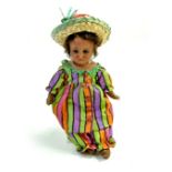 Ernst Heubach Brown ethnic doll, 12". Horseshoe marking and mould 1901 12/0. Bisque shoulder head,
