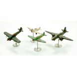 Group of vintage wooden aircraft, constructed from early issue kits. Mounted on stands. Note: We are