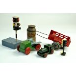 Vintage toy group including rare traffic lights and other tinplate items. Note: We are happy to