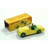 Dinky No. 105 Triumph TR2 Sports Car in yellow (lemon) body with pale green interior and green