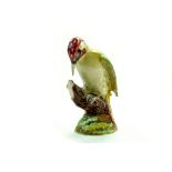 Beswick Green Woodpecker Model No 1218B - 9” – 22.9cm Green, Red and White Second Version –