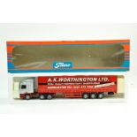 Tekno 1/50 diecast truck issue comprising ERF Curtainside in the livery of A K Worthington.