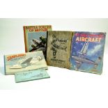 A group of vintage aircraft literature including stamp album, RAF Badges Cigarette Cards plus