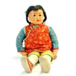 A 15” Vintage Composition Doll made in Hong Kong . 'Made in Hong Kong' on the back of neck.