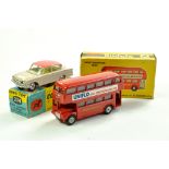 Diecast Duo comprising Corgi No. 234 Ford Consul and Budgie Routemaster Bus. Generally Good to